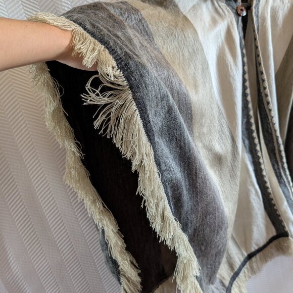 Tresart Cache Alpaca Blend Hooded Open Front Poncho Cape Neutral One Size Fall - Picture 13 of 13